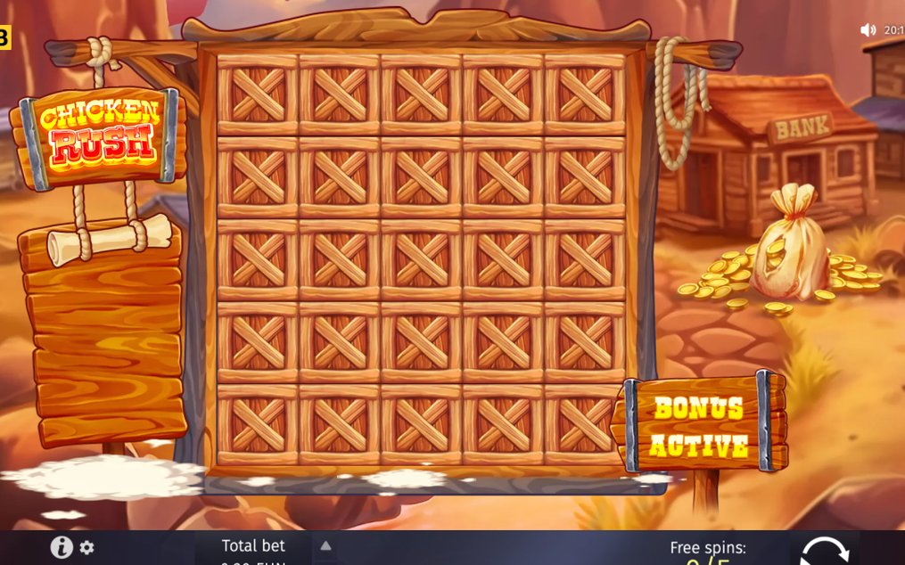Stängda trälådor i Bronze Free Spins med WANTED-affisch.